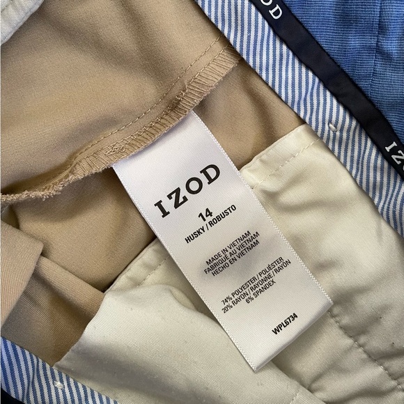 Izod Khaki Belted Uniform Casual Boys Dress Pants 14 Husky - Picture 4 of 9
